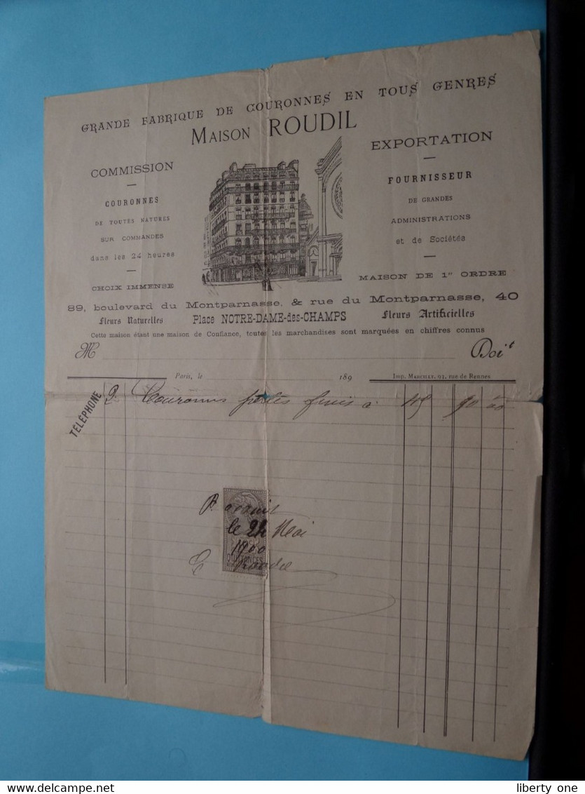Maison ROUDIL > 89 Blvd Du Montparnasse & Rue Du Montparnasse 40 à Paris > 1900 ( Voir Photo ) Facture ! - 1900 – 1949