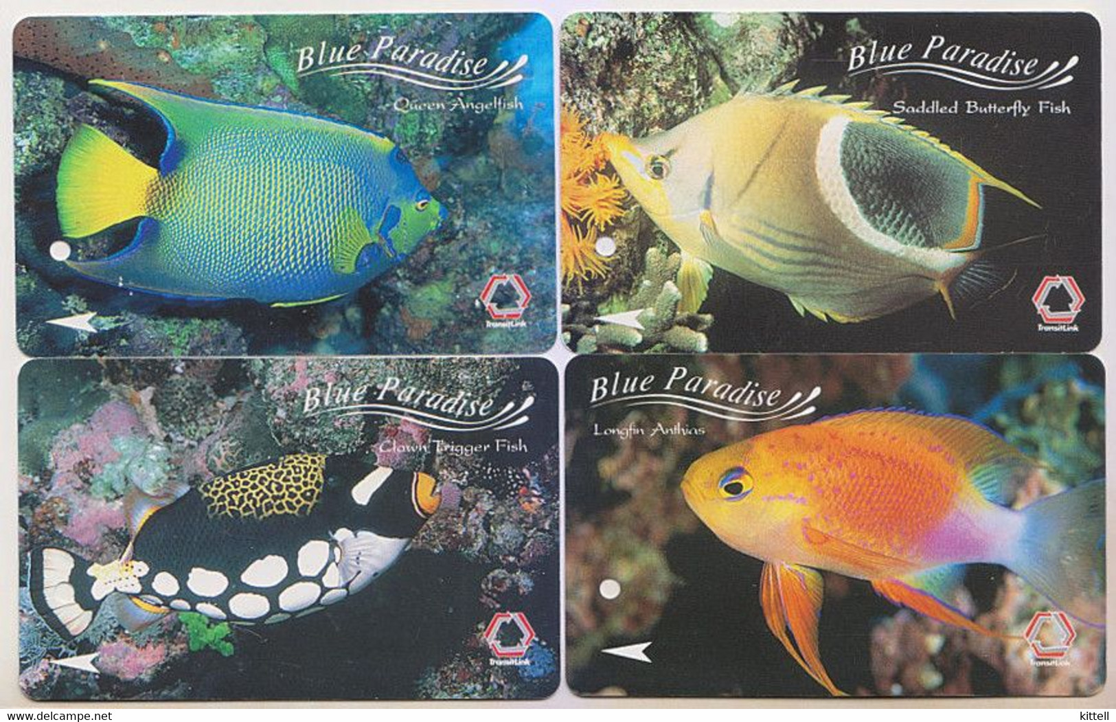 Singapore 4 Cards Old Transport Subway Train Bus Ticket Card Transitlink Used Fish Marine Sea Life - World