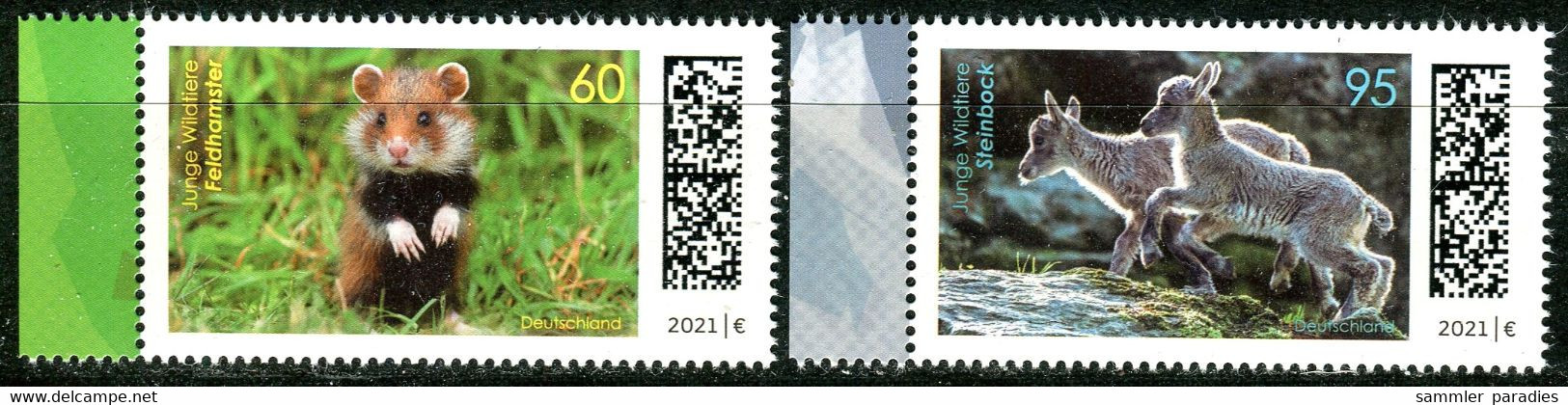 BRD - Mi 3608 / 3609 ✶✶ # - 60-95C  Tierkinder Feldhamster, Steinbock,  Ausg.: 10.06.2021 - Nuevos
