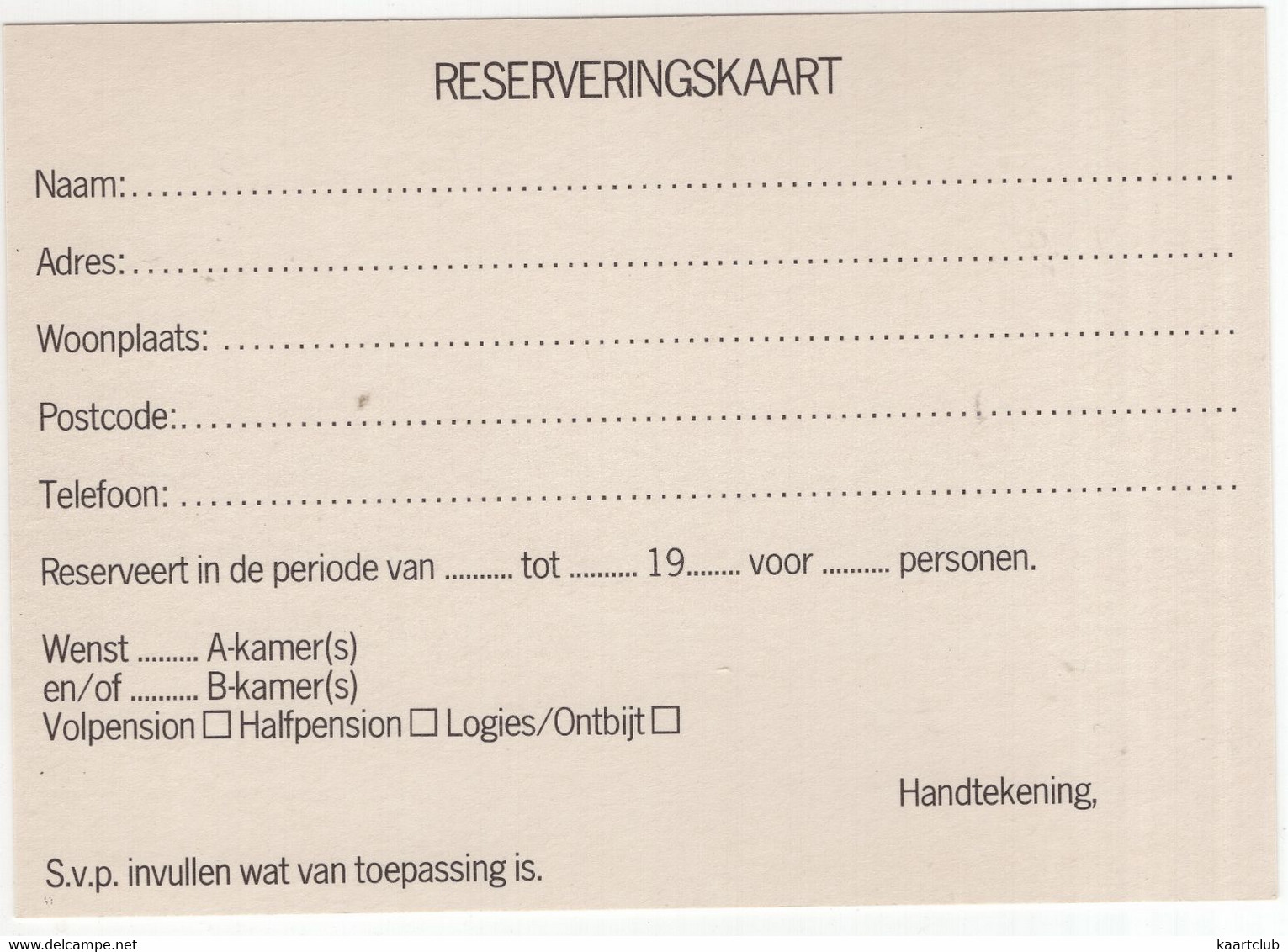 Dwingeloo - Reserveringskaart: Hotel 'De Drift', Drift 3-4, 7991 AA Dwingeloo - (Drenthe, Nederland / Holland) - Dwingeloo