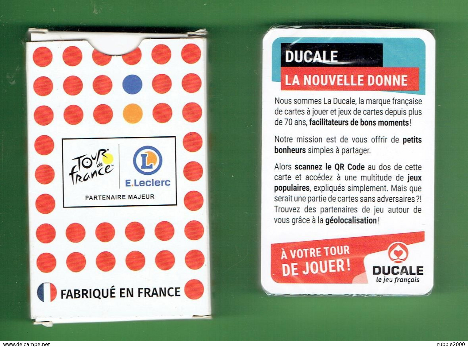 EDOUARD LECLERC PARTENAIRE DU TOUR DE FRANCE CYCLISTE FABRICANT DUCALE JEU DE 54 CARTES A JOUER - 54 Cards