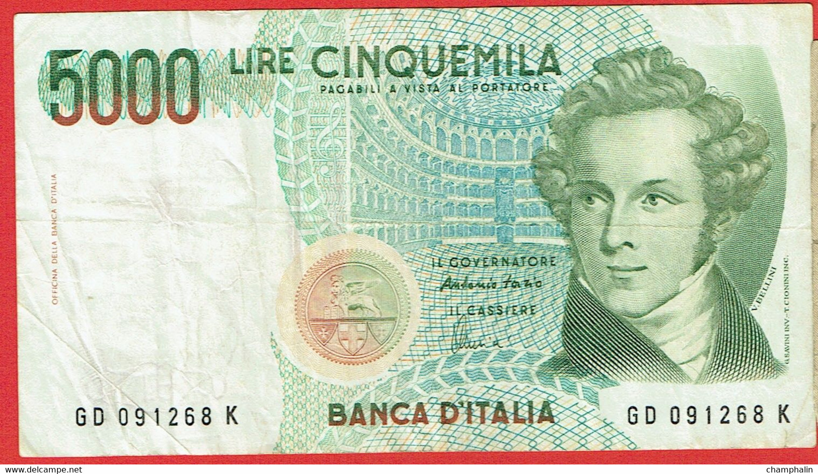 Italie - Billet De 5000 Lire - Vincenzo Bellini - 4 Juin 1985 - P111c - 5000 Lire