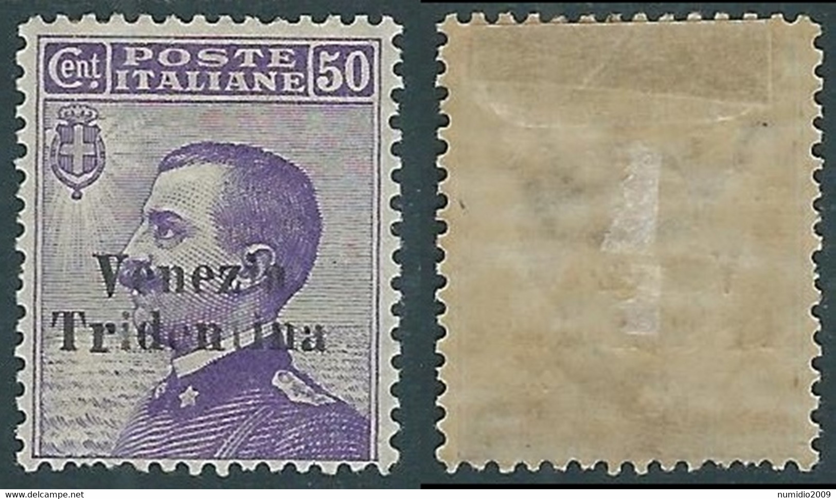 1918 TRENTINO ALTO ADIGE VENEZIA TRIDENTINA EFFIGIE 50 CENT MH * - RA13-2 - Trento