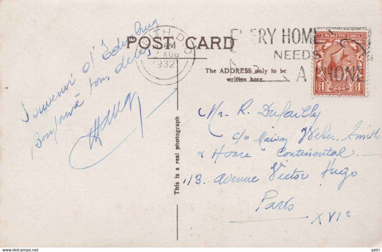 Regno Unito (1932) - Cartolina Da Edinburgh Viaggiata Per La Francia - Briefe U. Dokumente