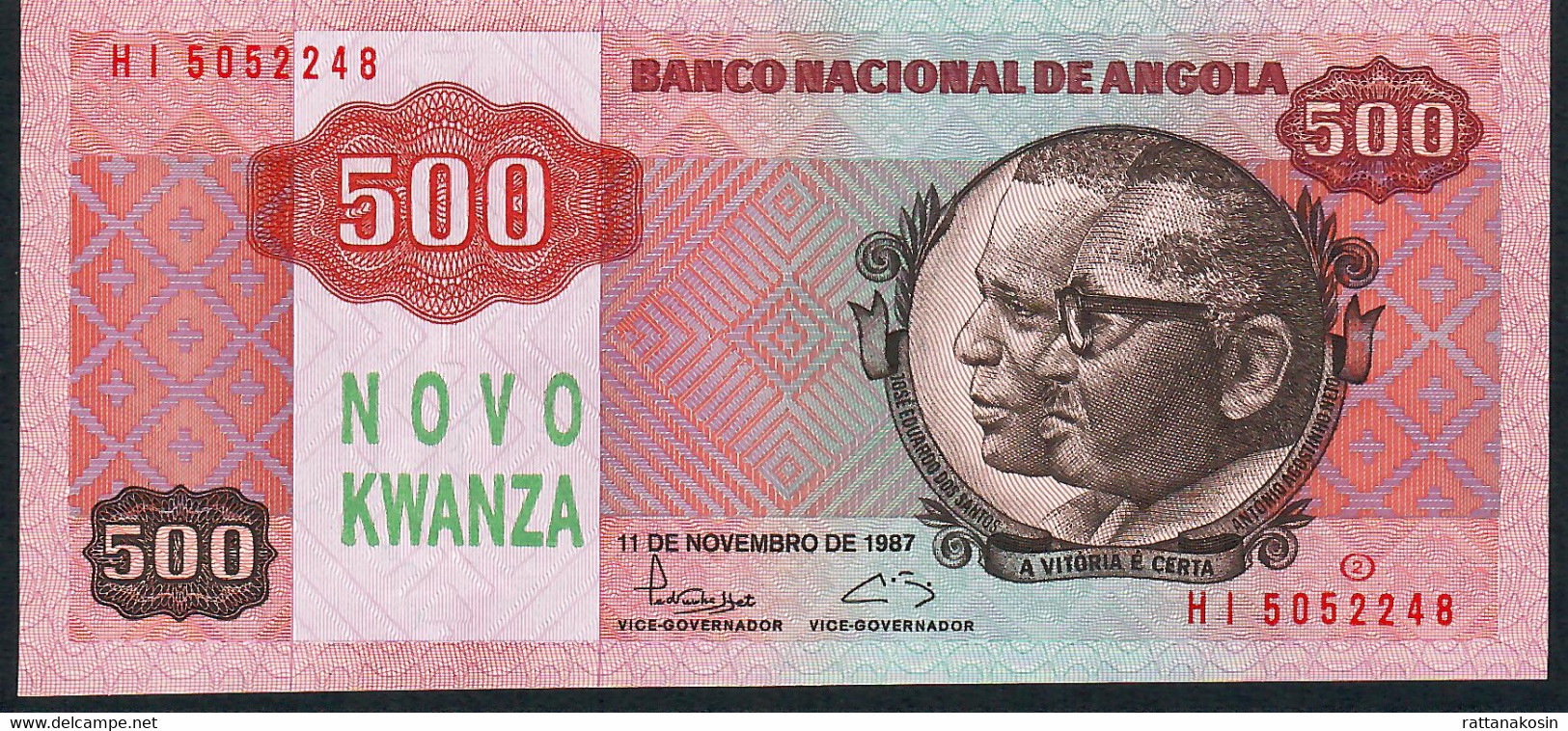 ANGOLA P123 500 NK / 500 K 1987 #HI Signature 4 UNC. - Angola