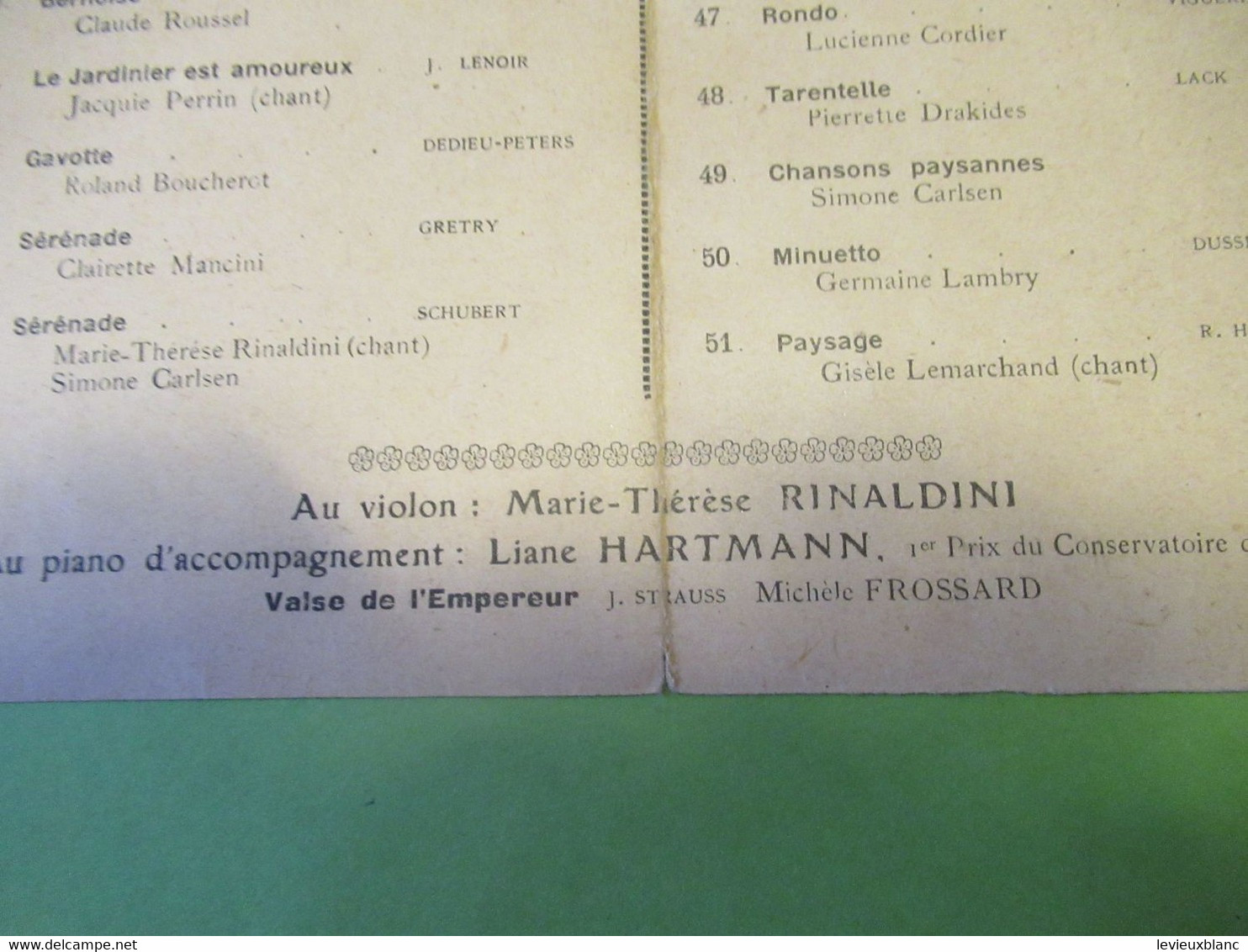 Programme/Audition/Audition Des Elèves De Marie-André PERCEVAL/Salle Debussy,(immeuble Pleye) Rue Daru/ 1943    PART316 - Sonstige & Ohne Zuordnung