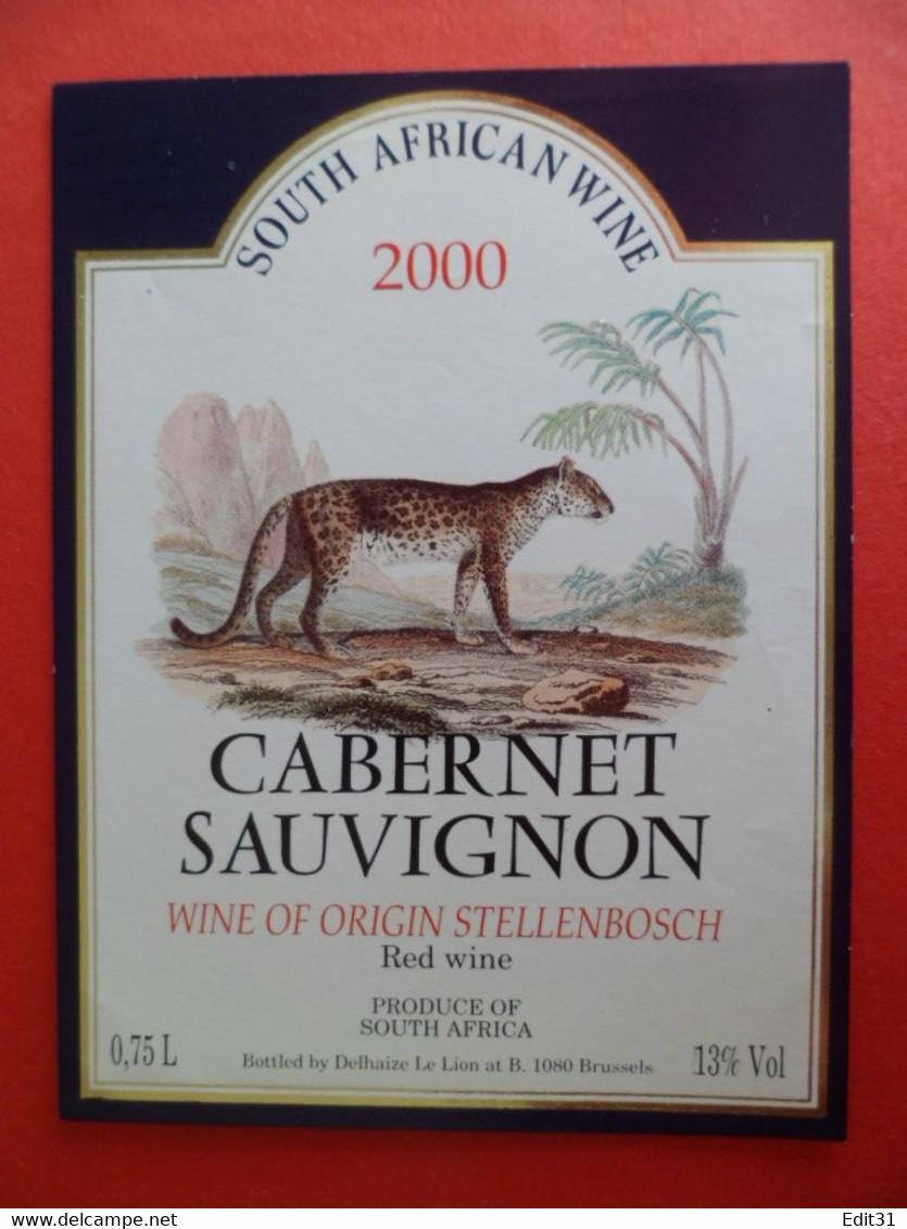 Etiquette Vin Afrique Du Sud 2000 Cabernet Sauvigon Stellenbosch - Léopard - South Africa