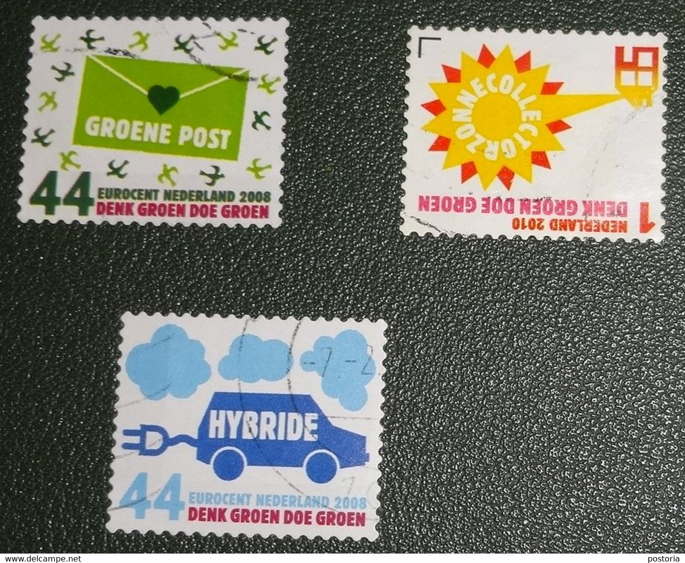 Nederland - NVPH - 2733 2740 2732 - 2010 - Gebruikt - Denk Groen - Doe Groen - Zonnecollect - Hybride Auto - Groene Post - Usati