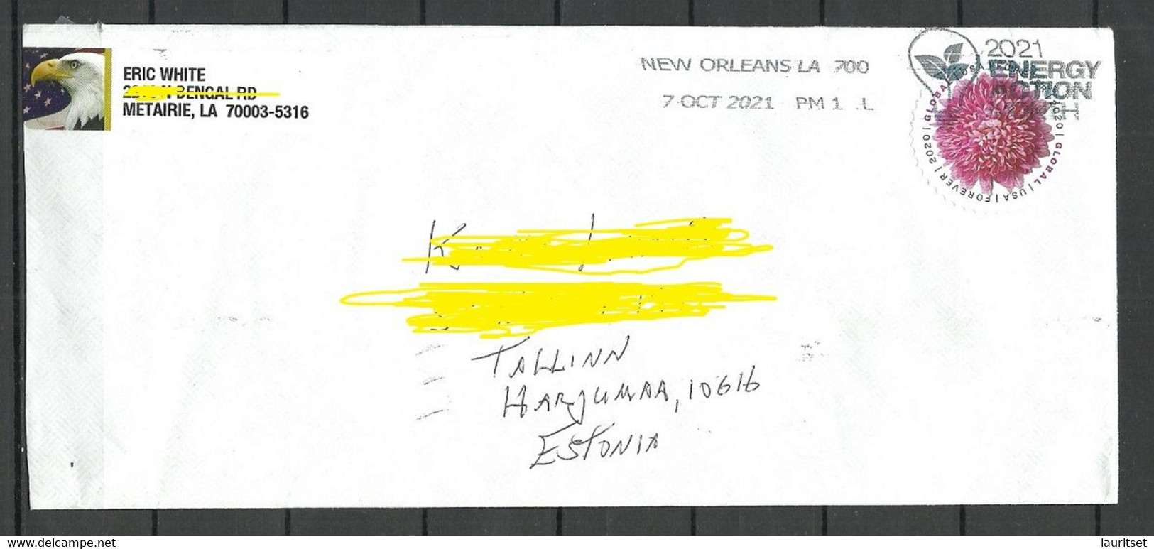 USA 2021 Cover To ESTONIA O New Orleans - Briefe U. Dokumente