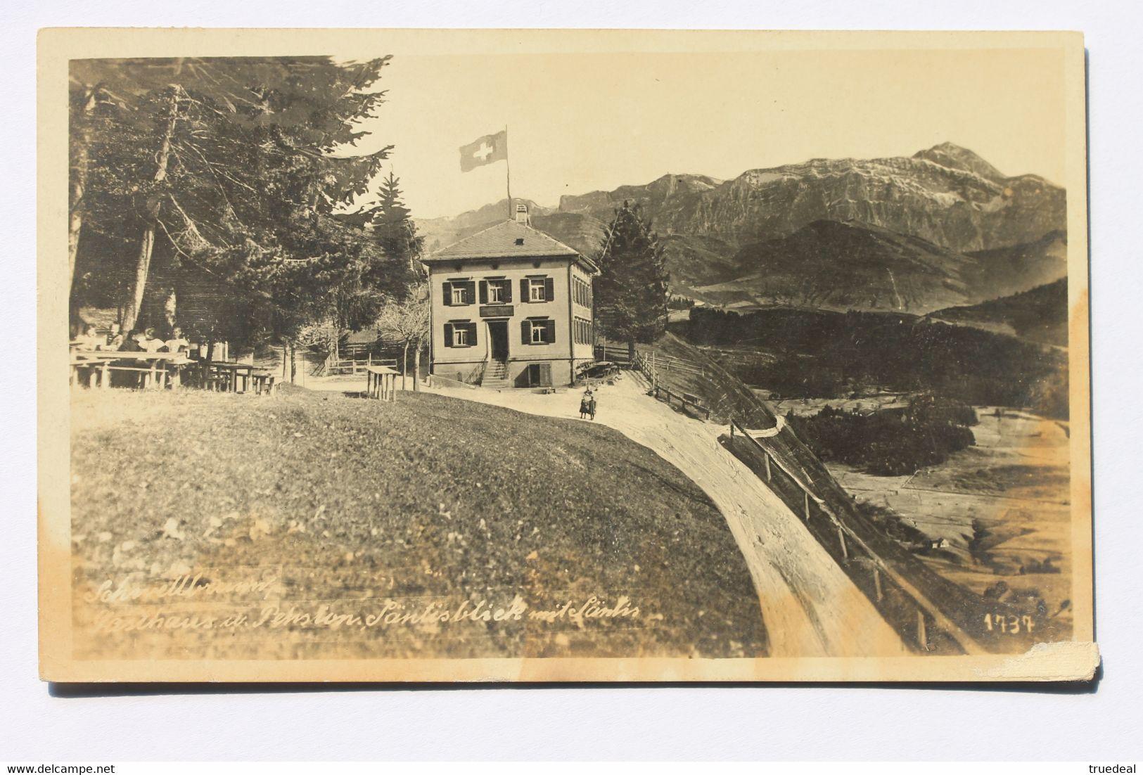 Schwellbrunn, Gasthaus & Pension Säntisblick Mit Säntis, Schweiz Svizzera Suisse Switzerland, 1927, Real Photo Postcard - Schwellbrunn