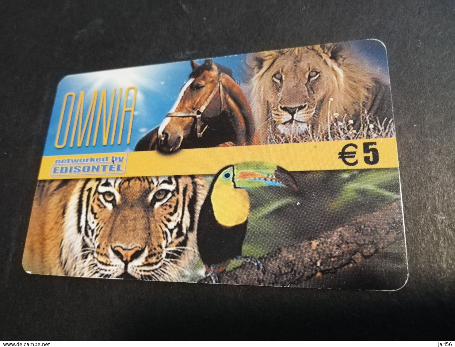 ITALIA  OMNIA /EDISONTEL / LION/TIGRE/TOEKAN/HORSE €5,-    USED  PREPAIDS CARD   ** 6255** - Other & Unclassified