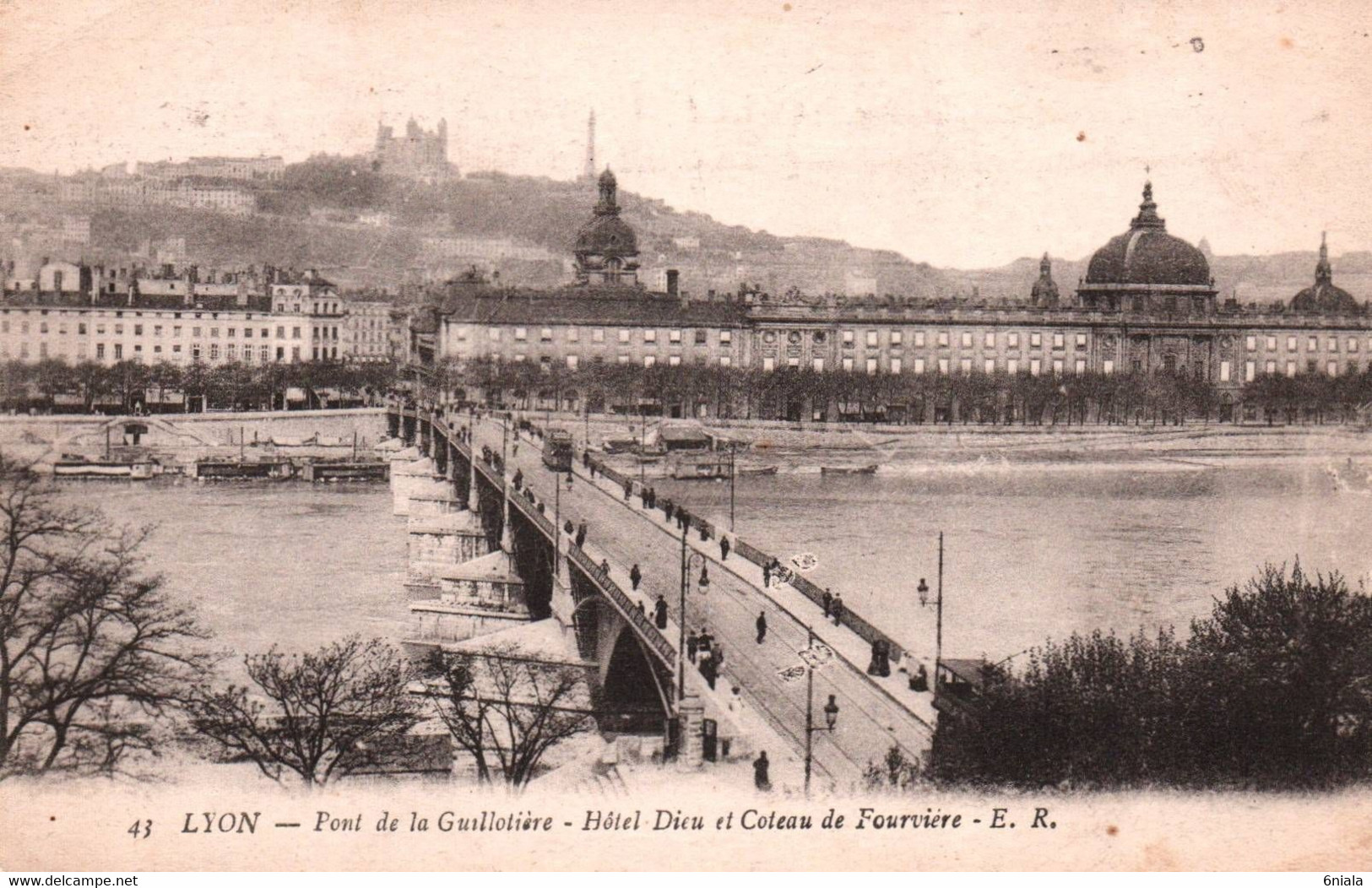 7152 Carte Postale LYON Pont De La Guillotière, Hôtel Dieu Et Coteau De Fourvière  (scan Recto-verso) 69 Rhône - Lyon 7