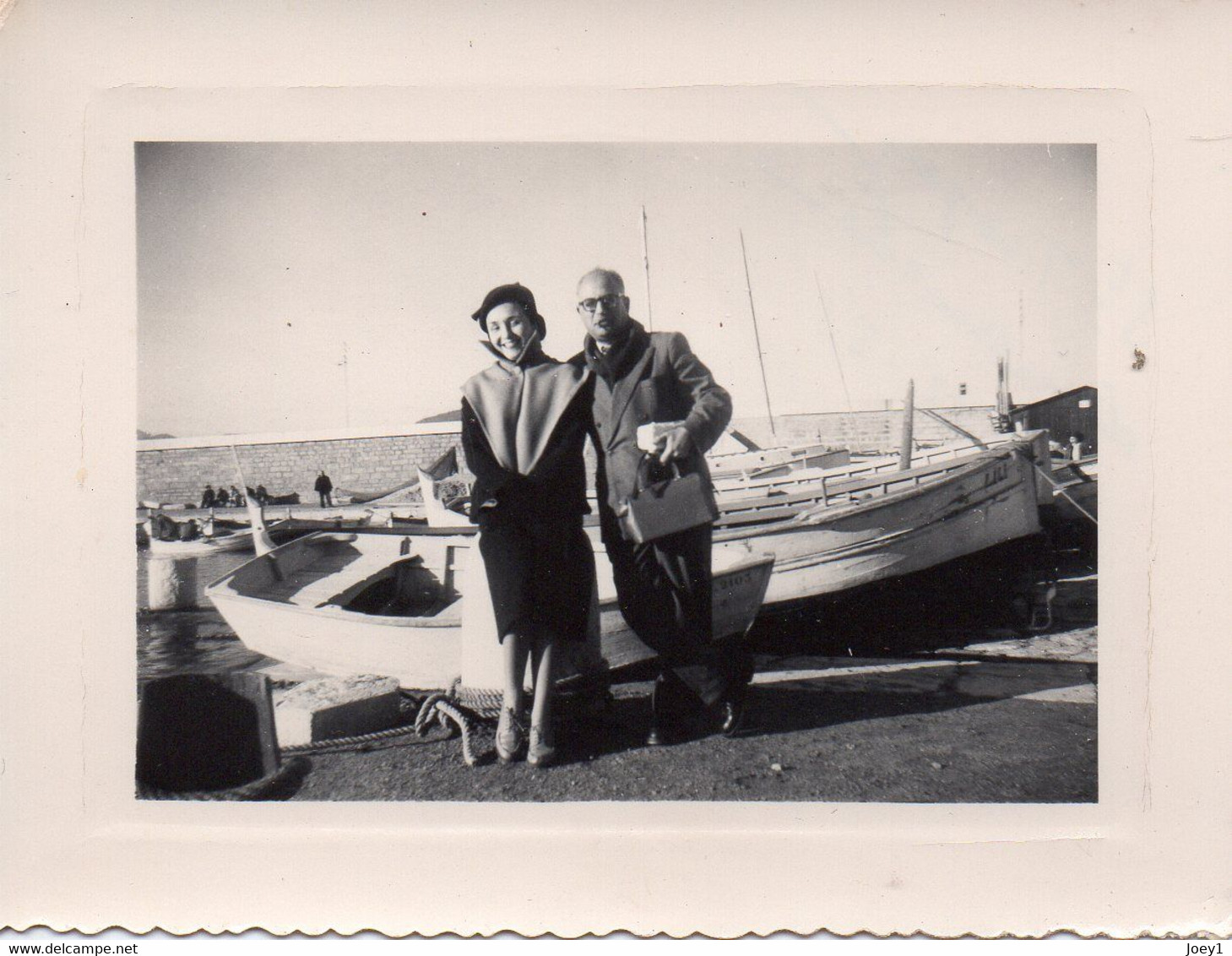 Photo Couple à St Tropez En 1951 Format 8/10 - Places