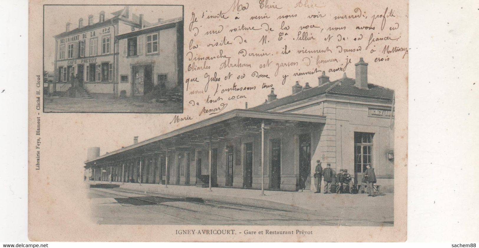 CPA   IGNEY AVRICOURT GARE RESTAURANT PREVOT - Autres & Non Classés