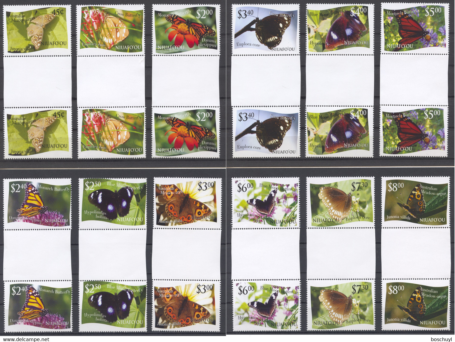 Niuafo'ou, Tin Can Island, 2012, Butterflies, Insects, Animals, MNH Gutter Pairs, Michel 445-456 - Oceania (Other)