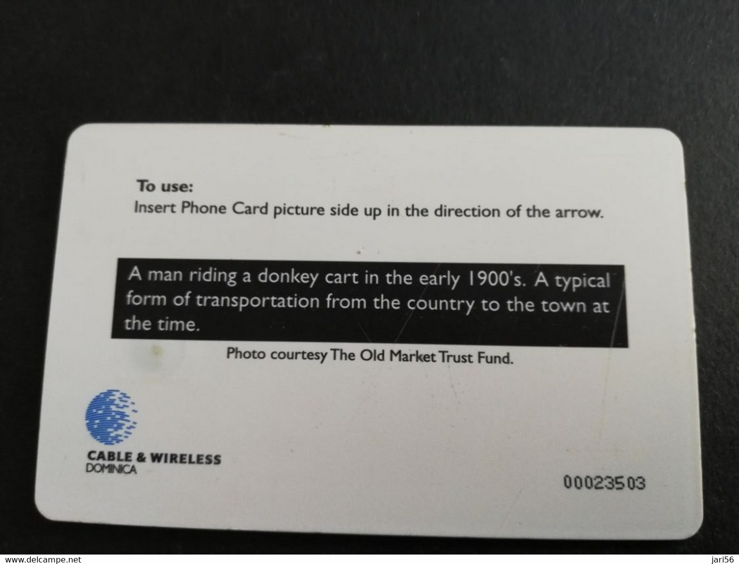 DOMINICA / $10 CHIPCARD  MAN IN CAR WITH DONKEY         Fine Used Card  ** 6283 ** - Dominique