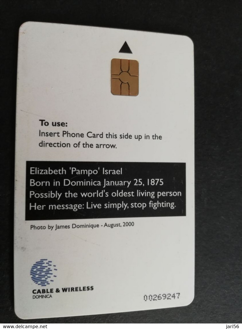 DOMINICA / $10 CHIPCARD  ELIZABETH PAMPO  125 YEAR       Fine Used Card  ** 6285 ** - Dominica