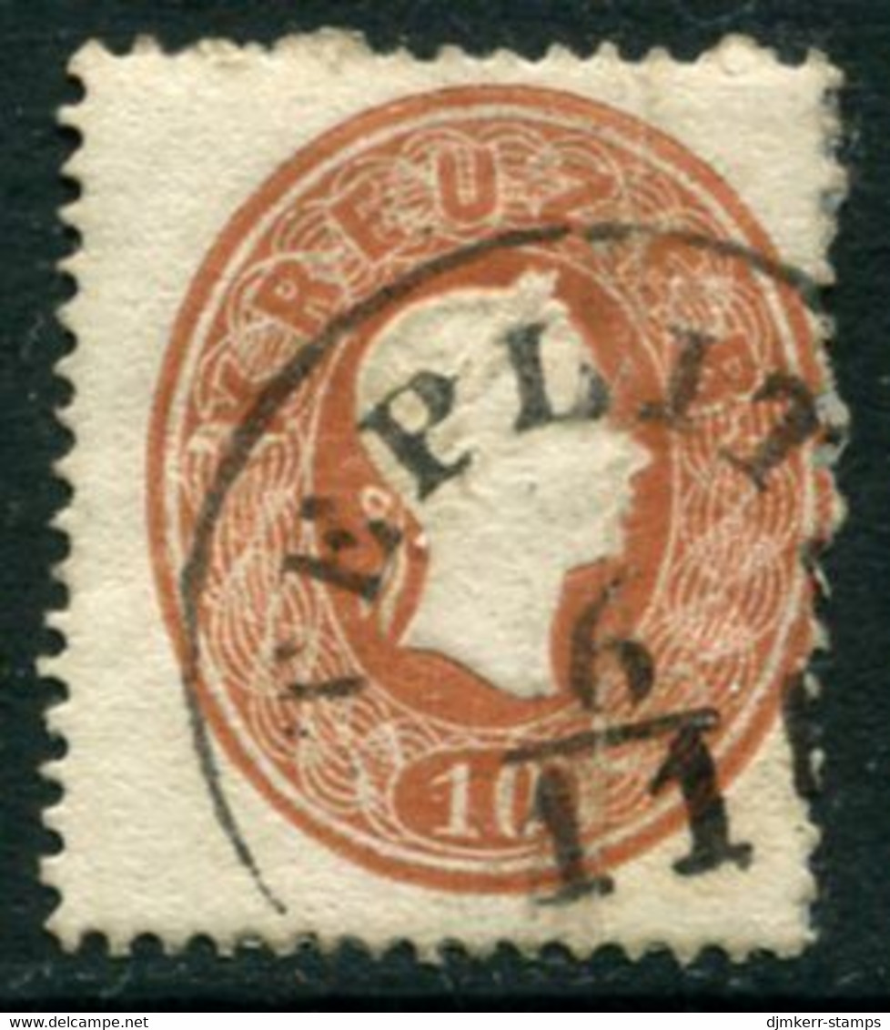 AUSTRIA 1860 Franz Joseph In Oval  10 Kr.  Used With Teplitz (Teplice) Postmark.  Michel 21 - ...-1918 Prephilately