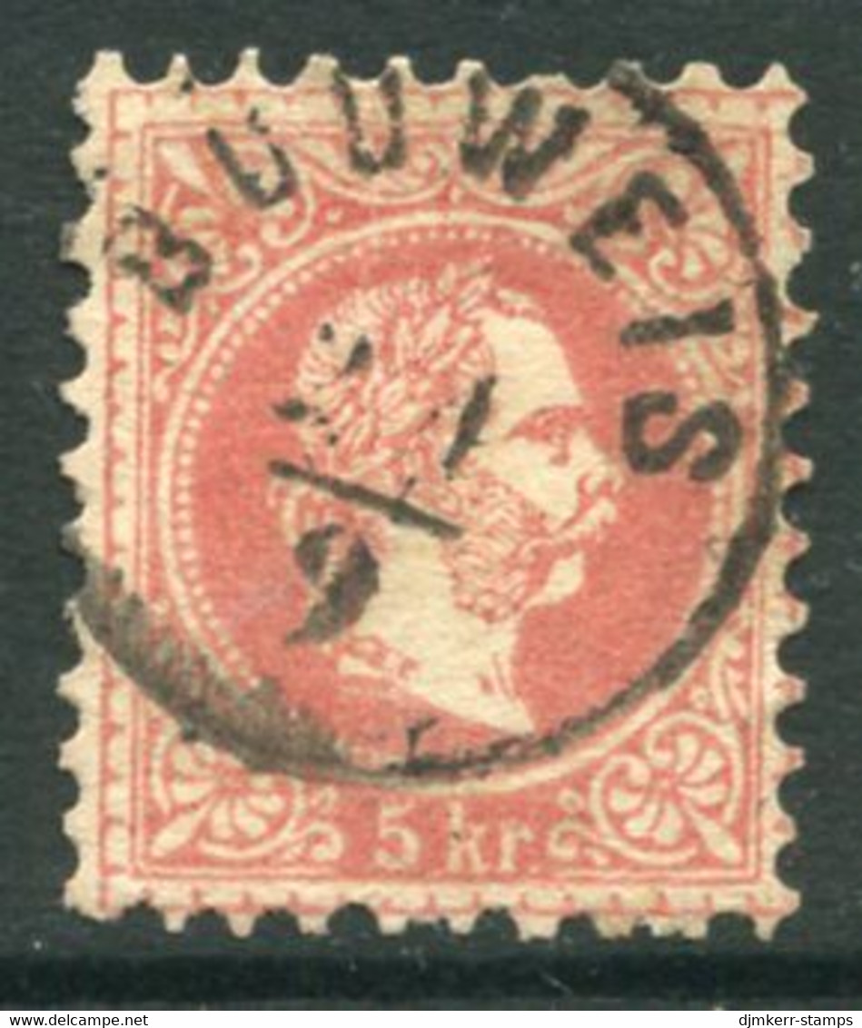 AUSTRIA 1867 Franz Jospeh  5 Kr.coarse Print  Used With Budweis (Budejovice)   Postmark.  Michel 37 I - ...-1918 Vorphilatelie