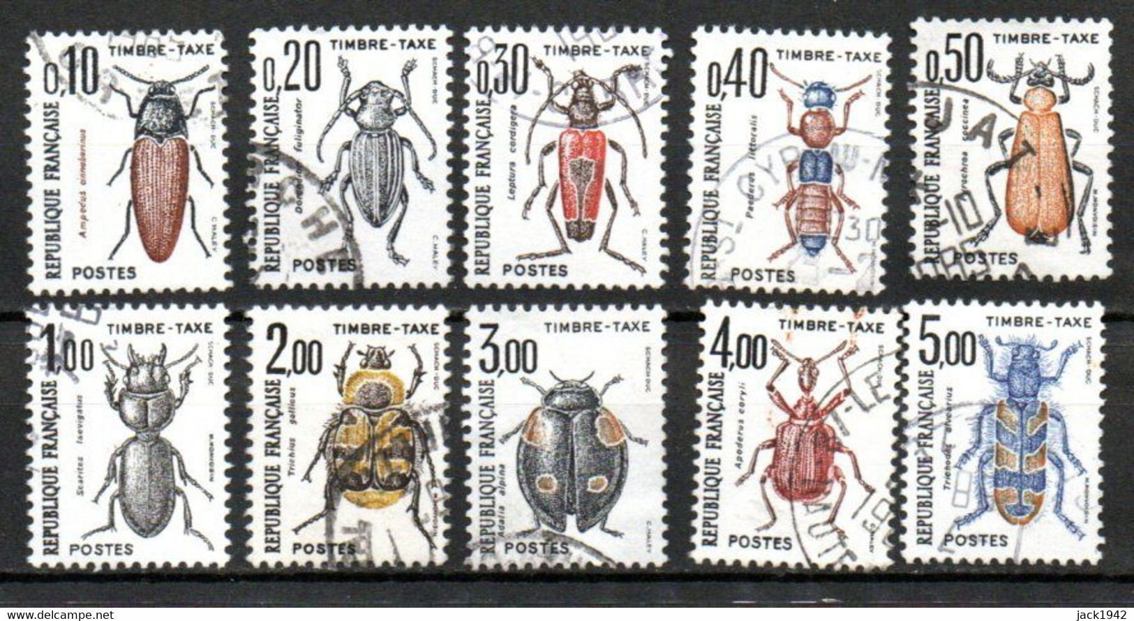 - Yvert N°103 à 112 Oblitérés - Type: Insectes Coléoptères, 10 Valeurs - 1960-.... Gebraucht