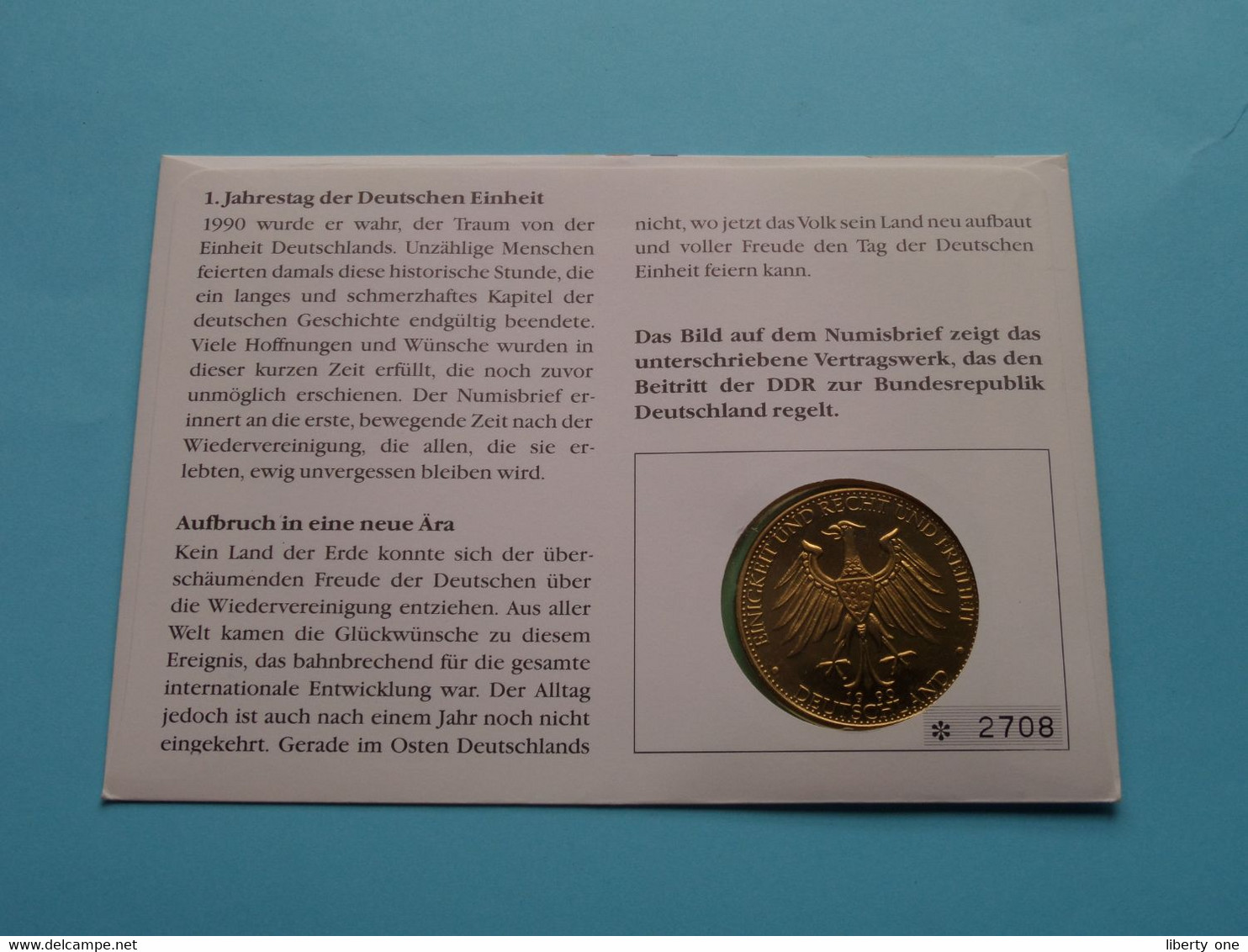 DEUTSCHE EINHEIT 3 OKTOBER 1990 ( Stamp > 1991 ) N° 2708 ! - Souvenir-Medaille (elongated Coins)