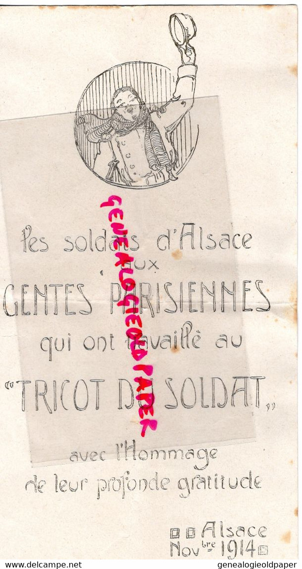 67-68- SOLDATS ALSACE TRAVAIL TRICOT DU SOLDAT-NOVEMBRE 1914-GUERRE 1914-1918- IMPRIMERIE ECOLE ESTIENNE PARIS 75 - Historical Documents