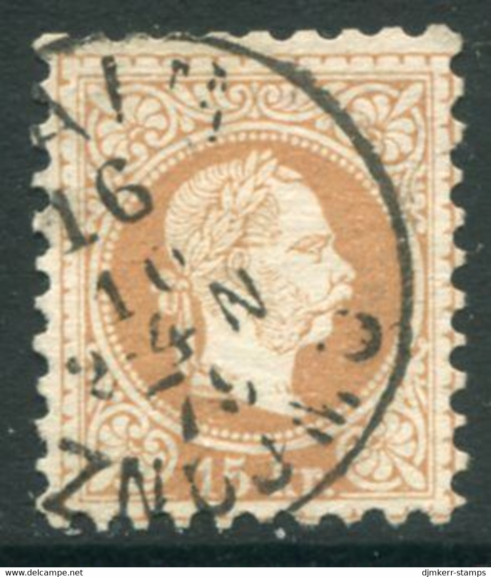 AUSTRIA 1874 Franz Joseph 15 Kr. Fine Print Used With Znaim/Znojmo  Postmark.  Michel 39 II - ...-1918 Voorfilatelie