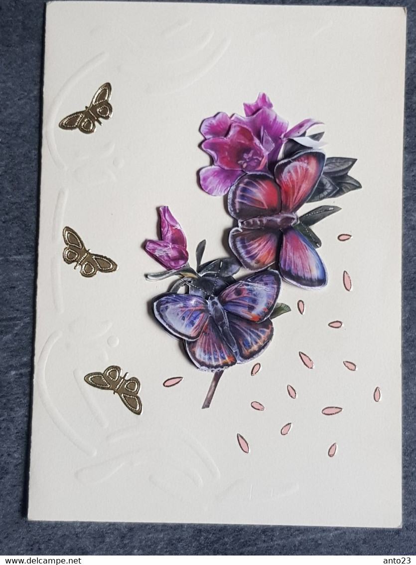 Carte Fantaisies Avec Papillon Butterfly En Reliefs - Papillons