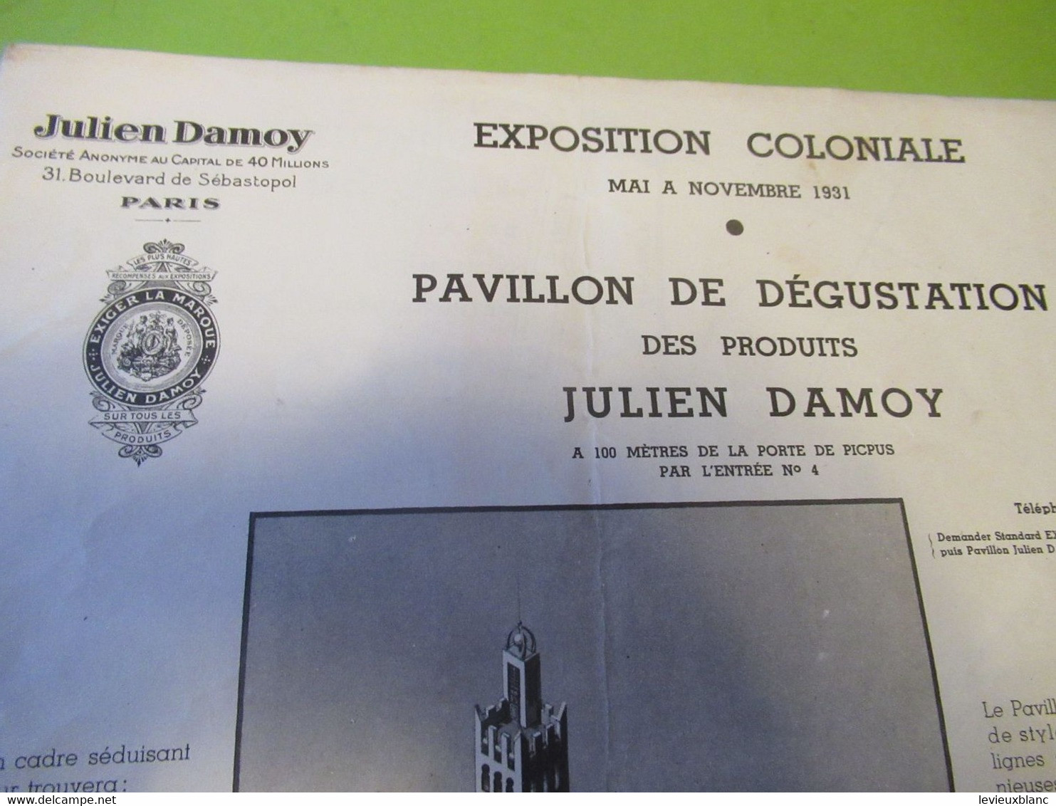 Exposition Coloniale/ Pavillon De Dégustation Des Produits JULIEN DAMOY/ Grand Plan Global De L'Exposition/1931   VPN345 - Kaffee & Tee