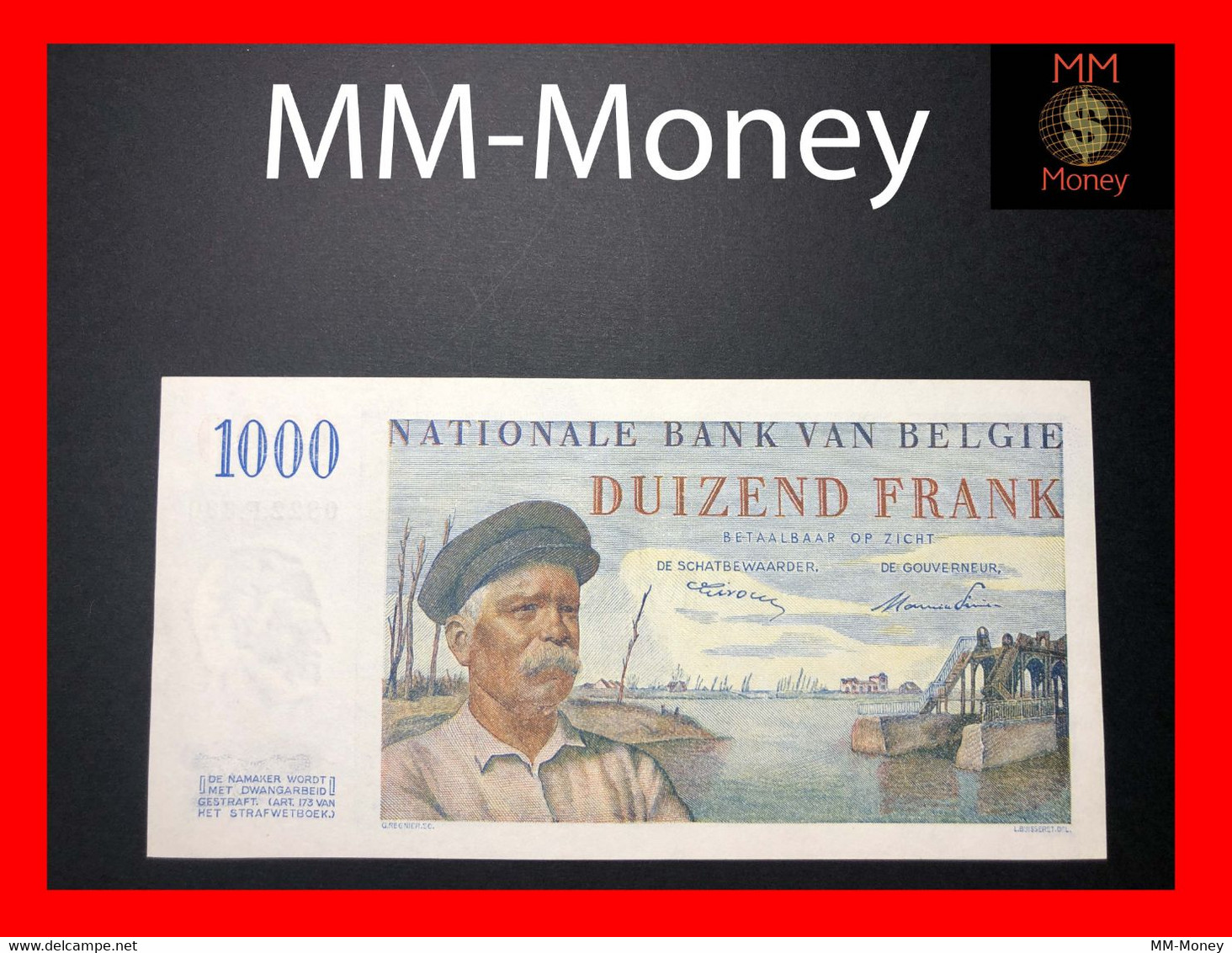 BELGIUM 1.000  1000 Francs 22.3.1950  P. 131 "scarce Note"     AUNC - 1000 Francs