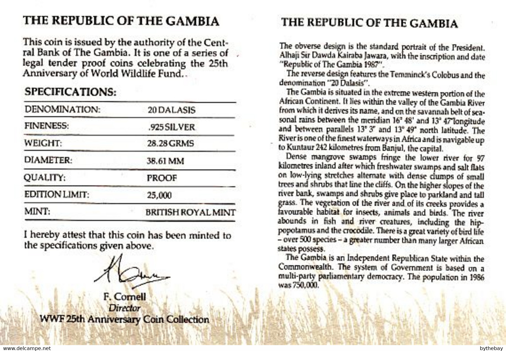 WWF 25th Anniversary Coin Gambia Temminck's Colobus - Gambie