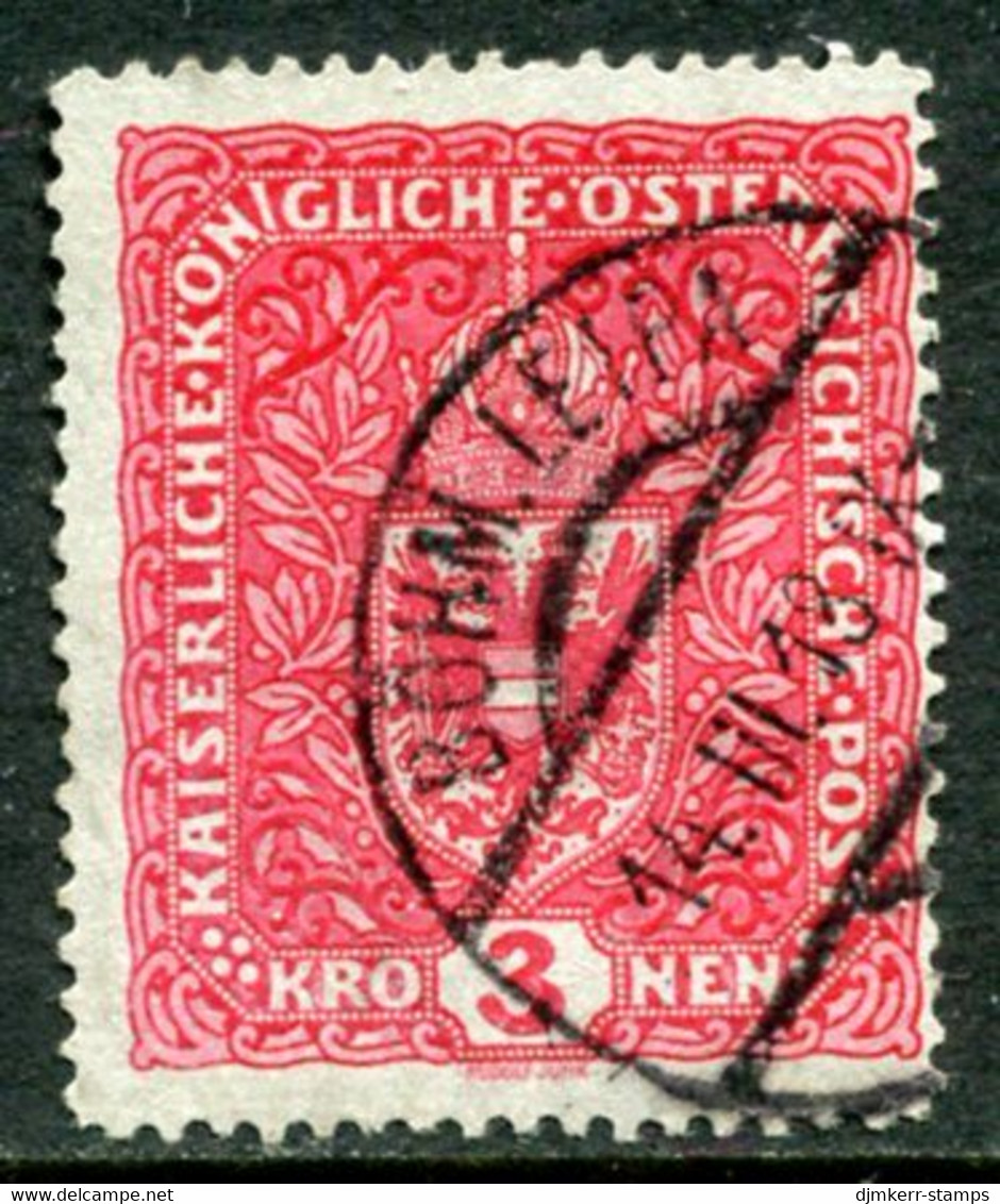 AUSTRIA 1917 Arms 3 Kr.. Used  With Böhm. Liepa (Česka Lipa) Postmark.  Michel 205 I - ...-1918 Prephilately
