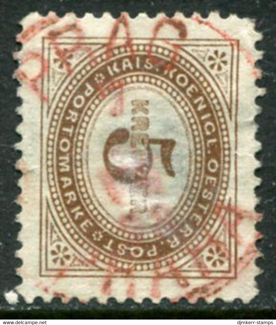 AUSTRIA 1894 Postage Due 5 Kr. Used With Red Prague Postmark.  Michel Porto 4 - ...-1918 Vorphilatelie