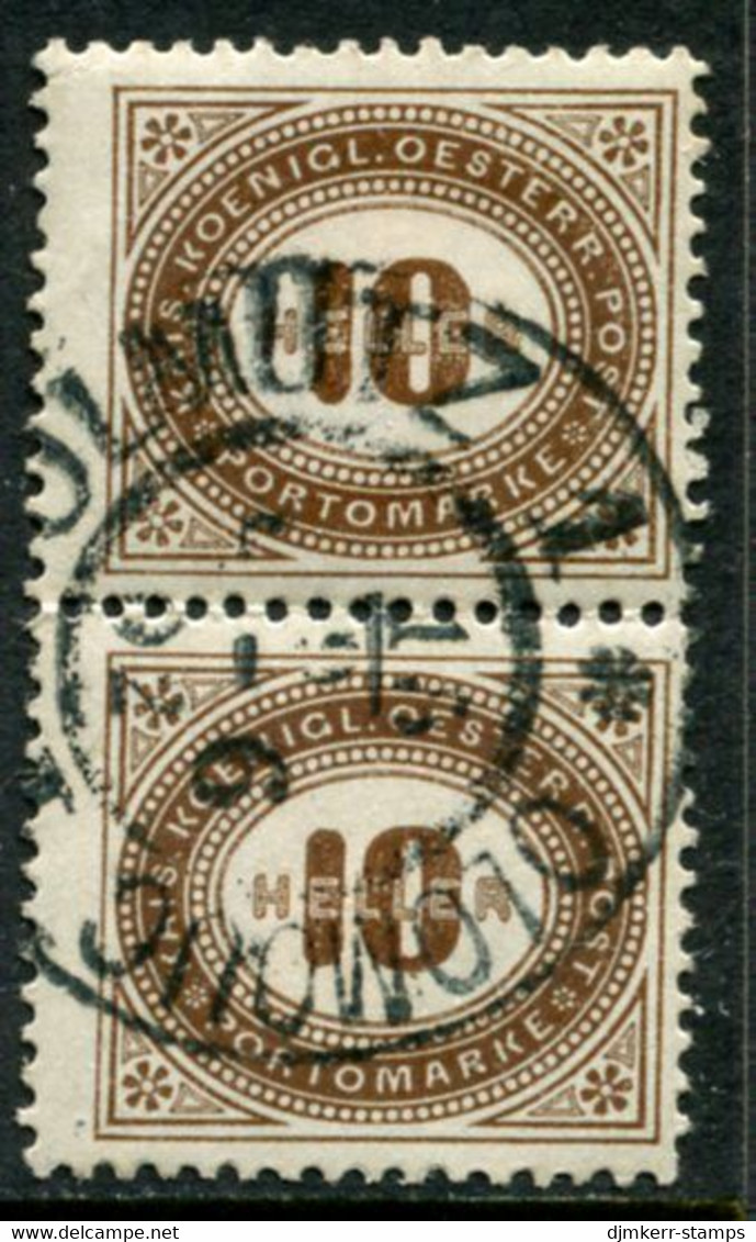 AUSTRIA 1894 Postage Due 10H Pair Used With Olmütz/Olomouc Postmark.  Michel Porto 28 - ...-1918 Prefilatelia
