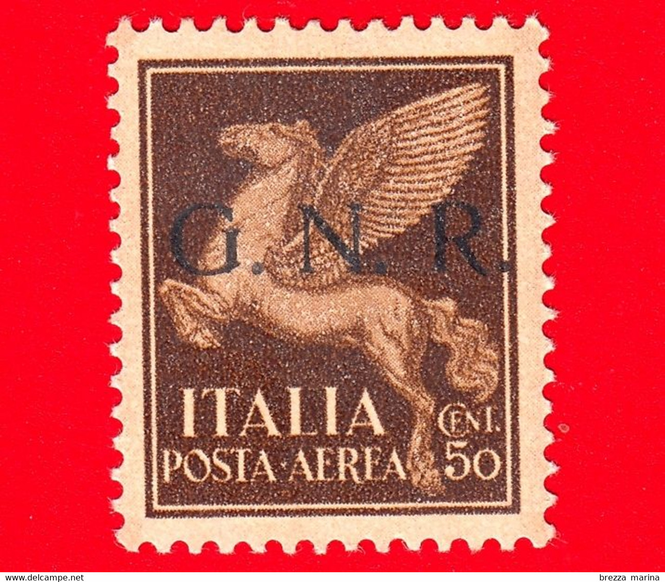 Nuovo - MNH - ITALIA - Rep. Sociale - 1943 - Soggetti Allegorici Sovrast. "G.N.R." - Pegaso - GNR - 50 C - Luftpost