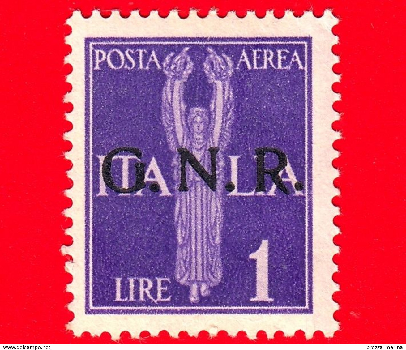 Nuovo - MNH - ITALIA - Rep. Sociale - 1943 - Soggetti Allegorici Sovrast. "G.N.R." - Vittoria - GNR - 50 C - Luftpost