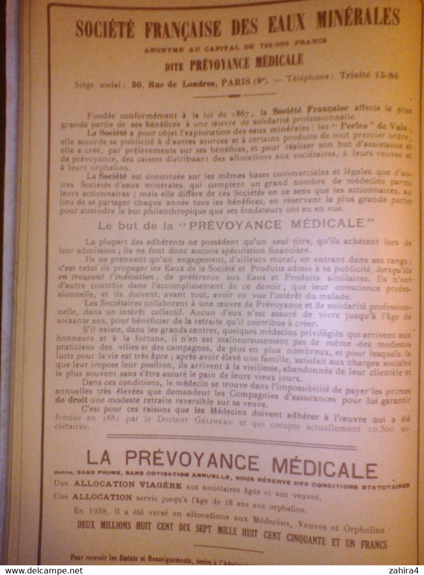 Rare - Agenda publicitaire 1939 Vichy Etat offert par la Cie Fermière Nombreuses photos  & pub Vierge  Imp. Wallon Vichy