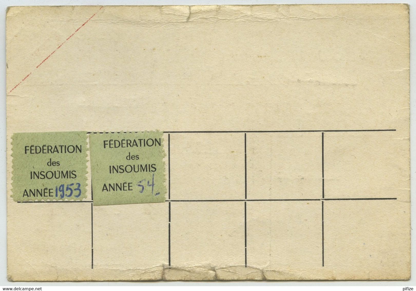 2 Cartes De La Fédération Des Insoumis. Caserne Féraudy, Metz, Moselle, 1948. Faulquemont + Cotisations 1953-54. - Documents Historiques