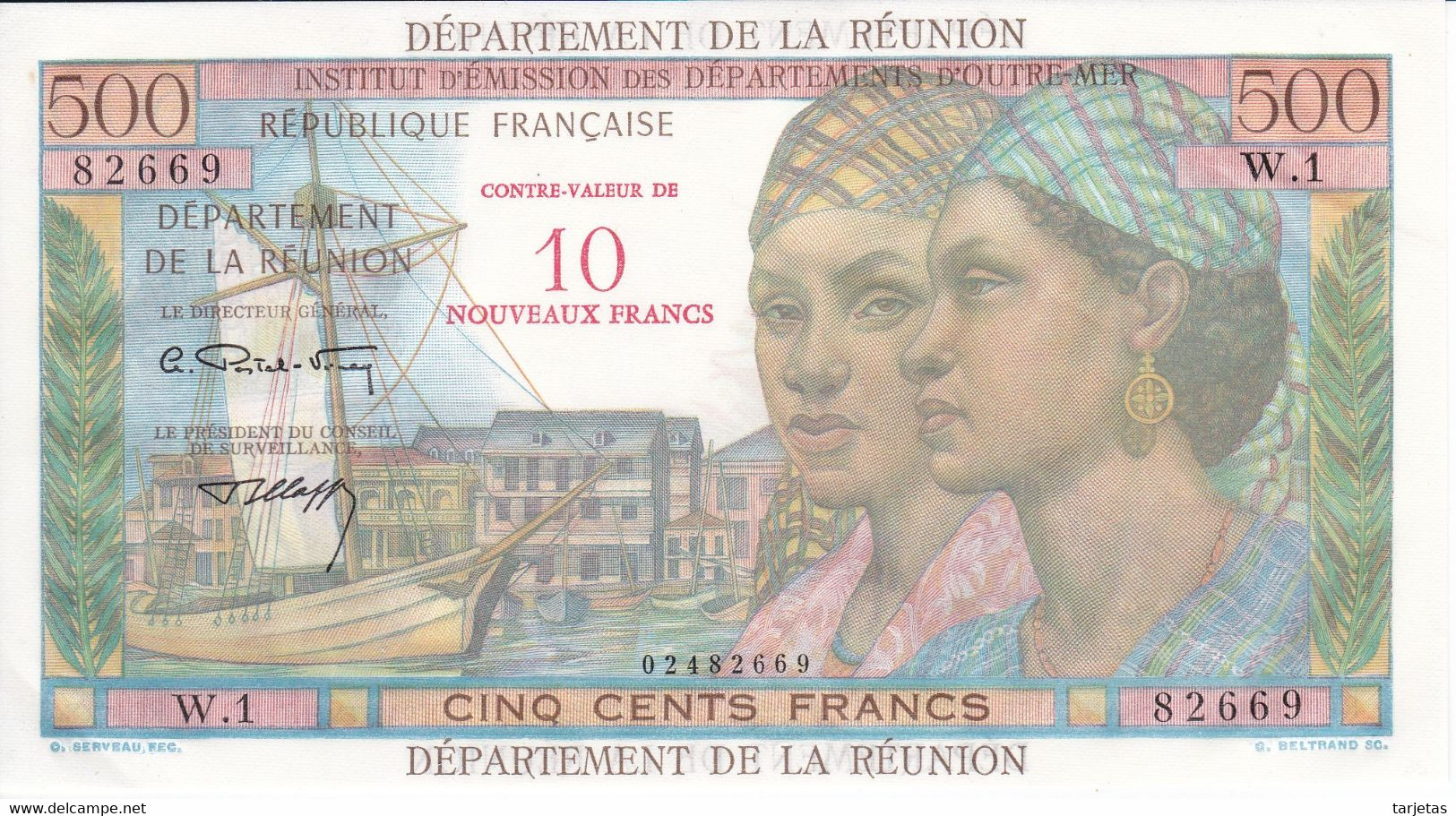 BILLETE DE REUNION DE 500 FRANCS CONTRE-VALEUR 10 NOUVEAUX FRANCS AÑO 1971 CALIDAD EBC (XF) (BANKNOTE) - Riunione