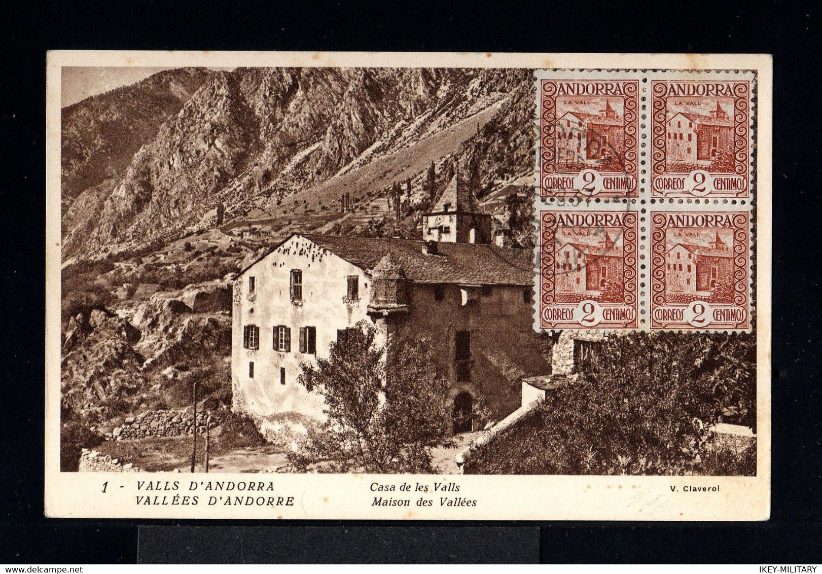 10837-SPANISH ANDORRE-OLD POSTCARD ANDORRA.1937.WWII. ANDORRE.POSTKARTE.carte Postale - Covers & Documents