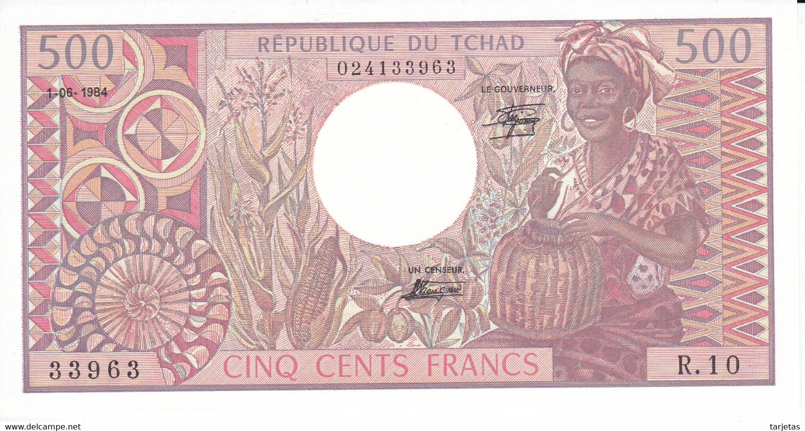 BILLETE DE TCHAD DE 500 FRANCS DEL AÑO 1984 SIN CIRCULAR-UNCIRCULATED  (BANKNOTE) - Chad
