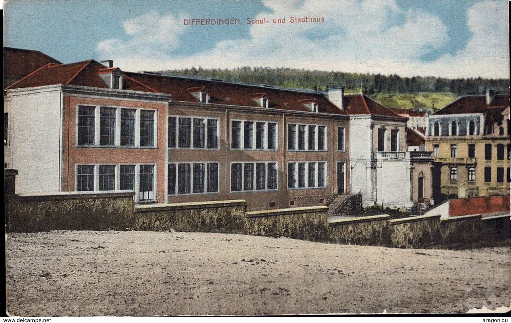 Luxembourg Luxemburg Carte Postale Differdange Ecole & Hôtel De Ville - Differdingen