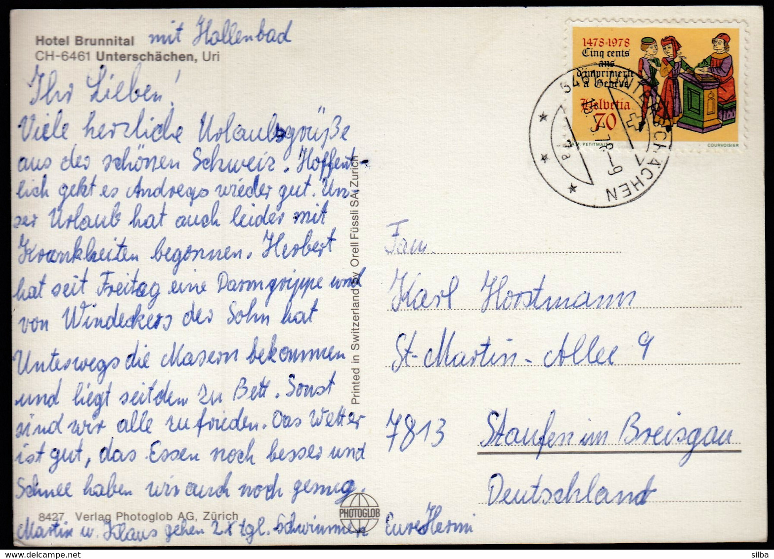 Switzerland Unterschächen 1978 / Hotel Brunnital - Unterschächen