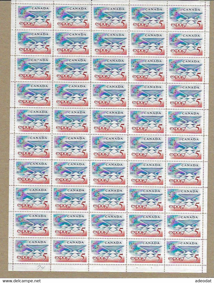 CANADA 1967 SCOTT 469 MNH SHEET OF 50 - Fogli Completi