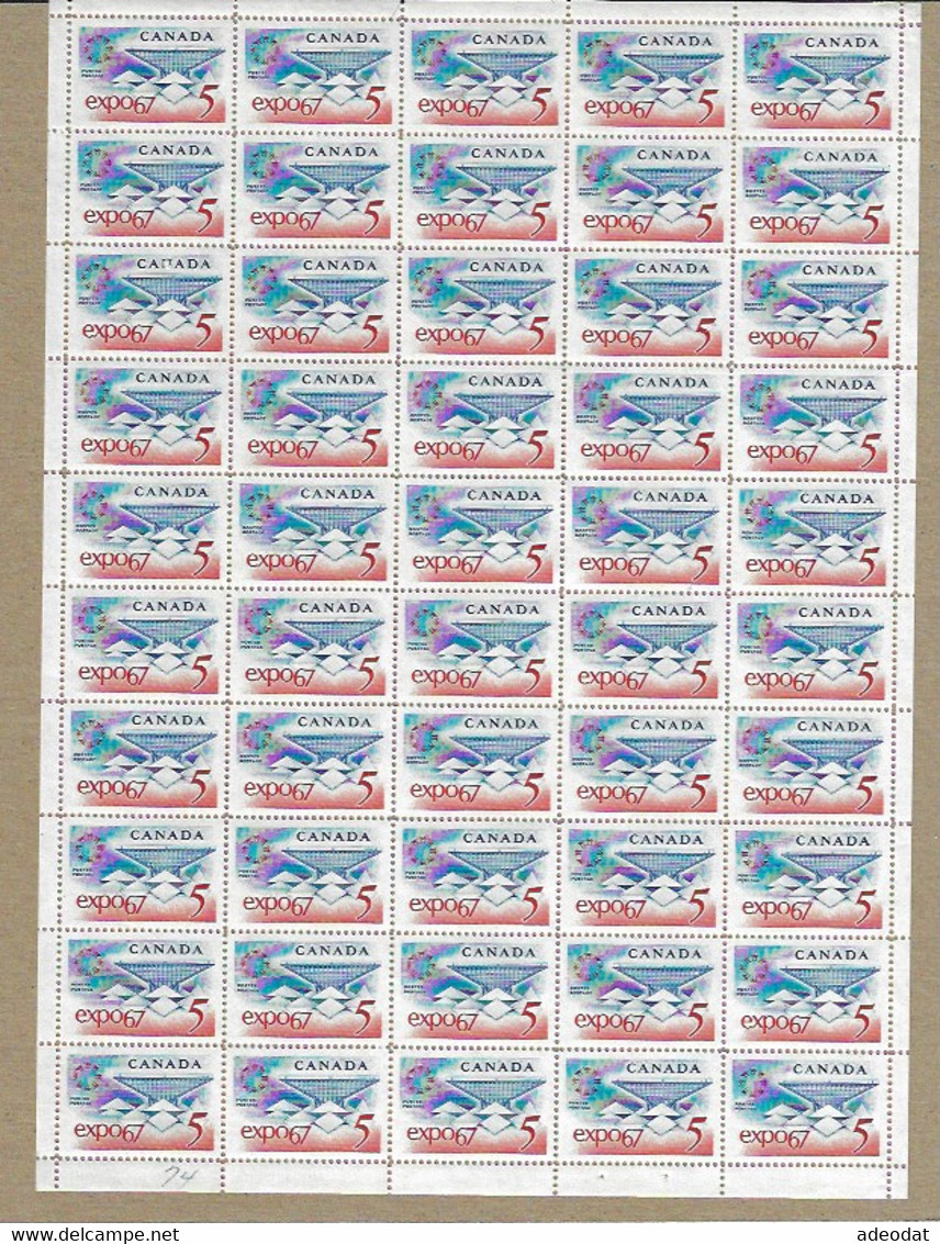 CANADA 1967 SCOTT 469 MNH SHEET OF 50 - Feuilles Complètes Et Multiples