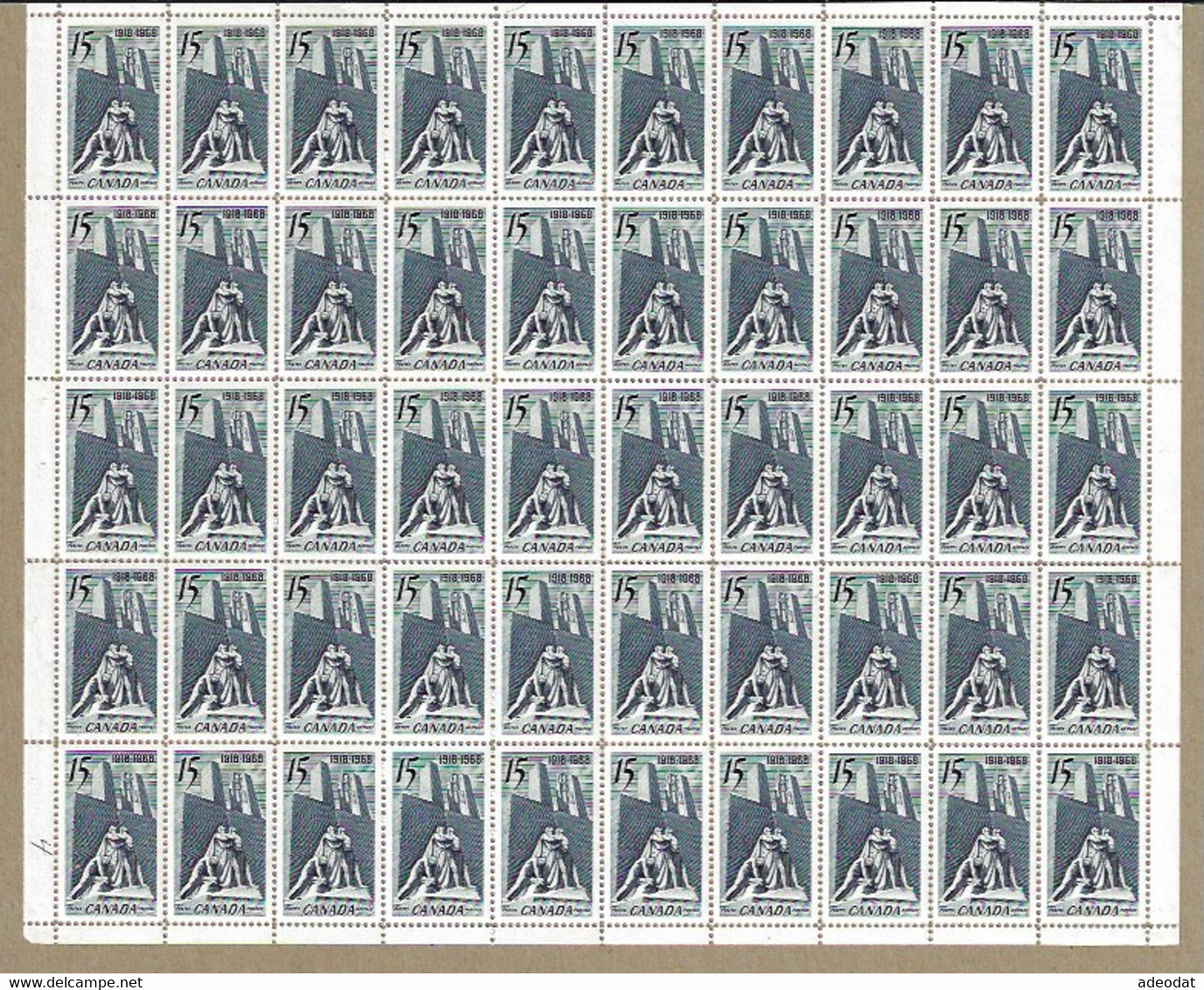 CANADA 1968 SCOTT 486 MNH SHEET OF 50 CAT VALUE US $100 - Feuilles Complètes Et Multiples