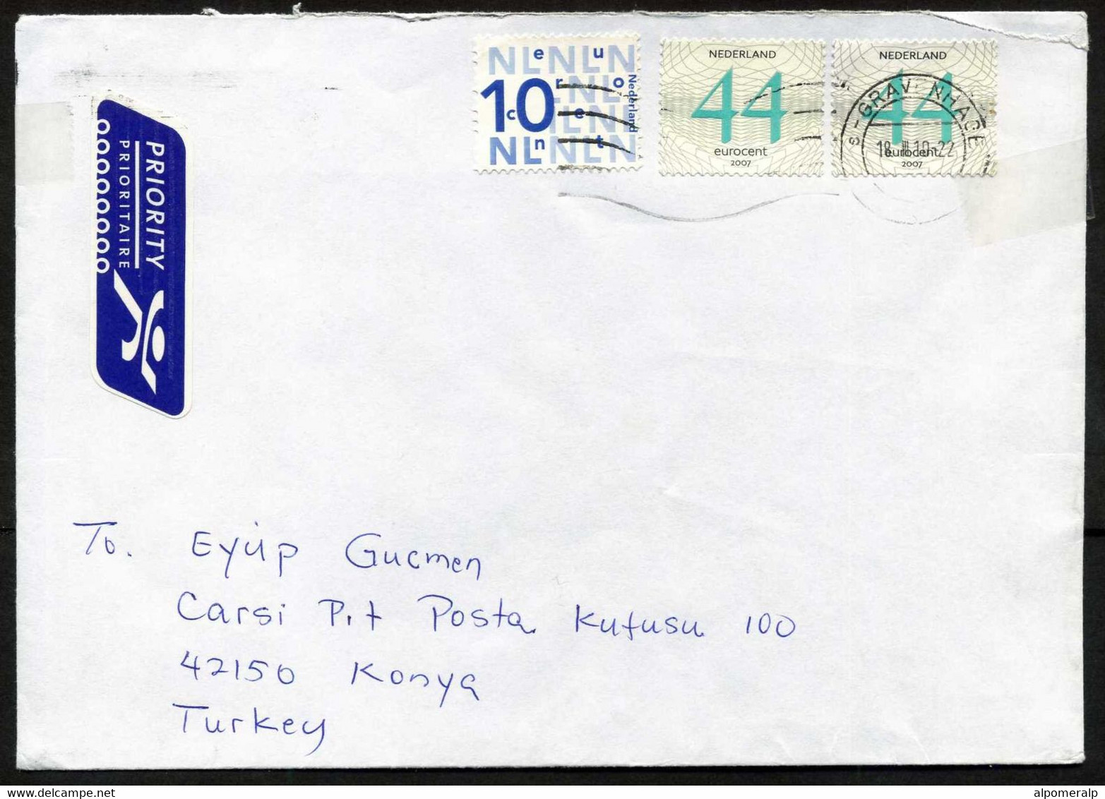 Netherlands S-Gravenhage 2010 Priority Mail Cover Used To Turkey | Mi 2049, 2480, Numbers, Surplus Stamp - Covers & Documents