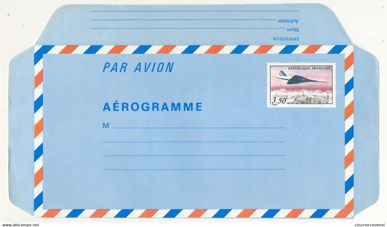 FRANCE => Aérogramme 3,50 Concorde Survolant Paris - Neuf - Aerogrammi