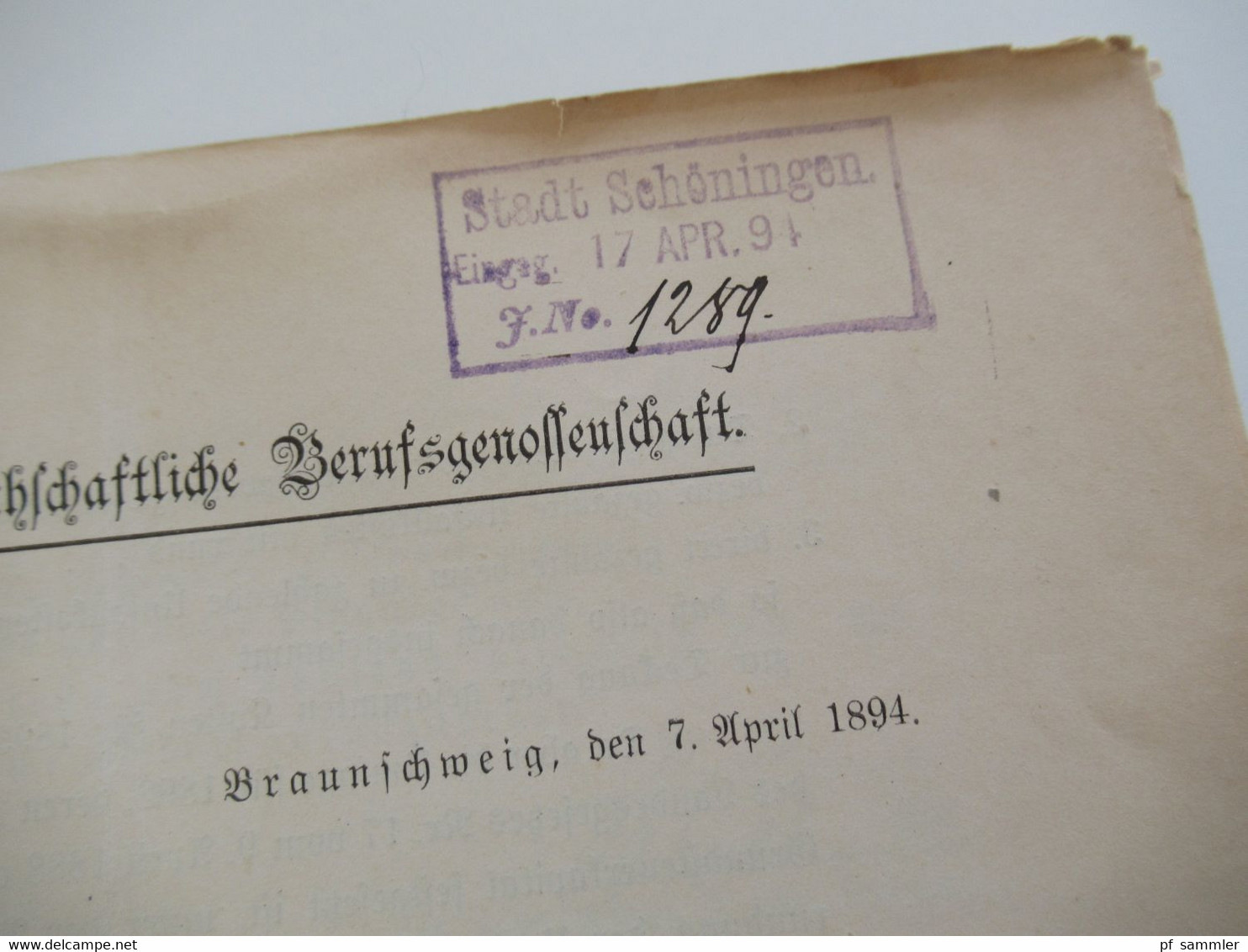 Dokument DR 1892 / 93 Beberollen Auszug Unternehmerlisten Braunschweigische Landwirtschaftliche Berufsgenossenschaft