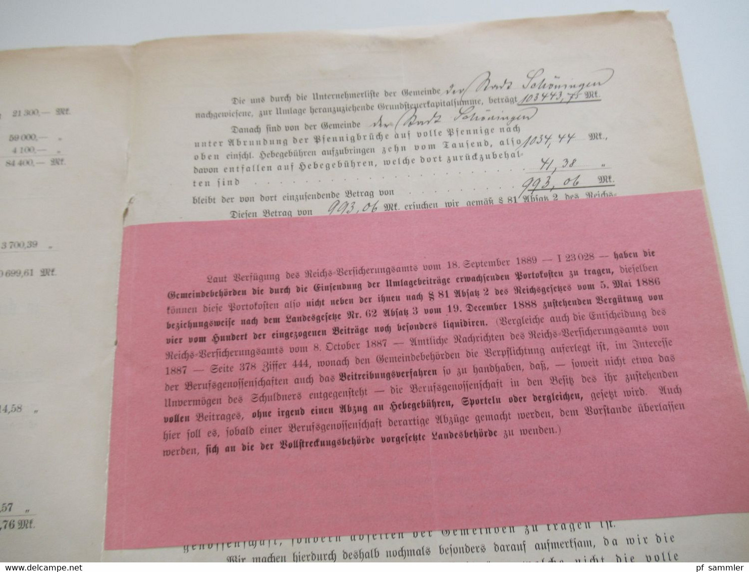 Dokument DR 1892 / 93 Beberollen Auszug Unternehmerlisten Braunschweigische Landwirtschaftliche Berufsgenossenschaft